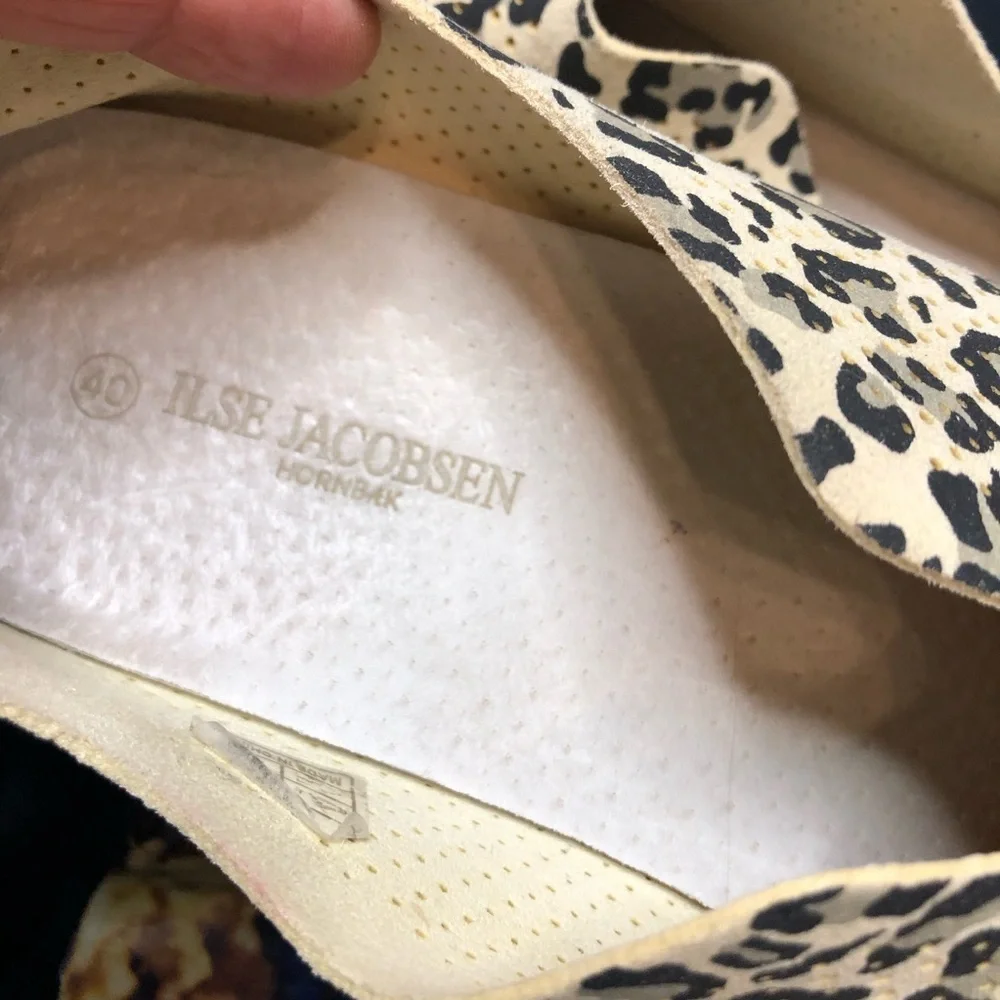 Ilse Jacobsen Leopard Platform Tulip Slip On Flats Shoes Sz 40 Comfort Casual